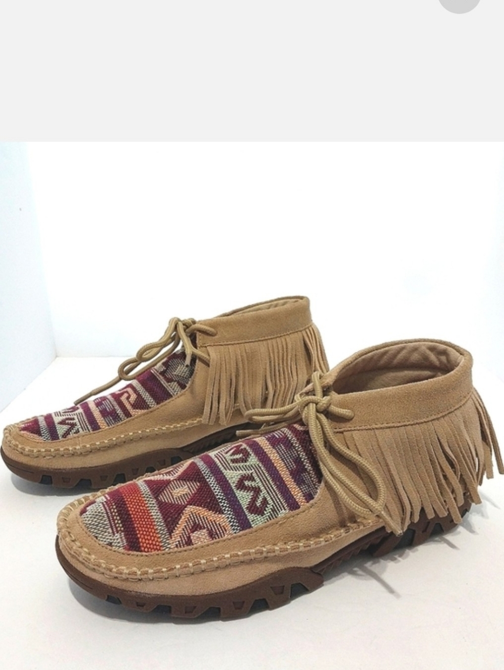 Ferrini Maya Suede Fringe Moc Shoes, NEW, Size 8.5